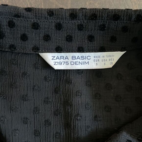 Zara Black Semi Sheer Swiss Dot Long Sleeve
Blouse Top Sz-Small - Picture 9 of 10